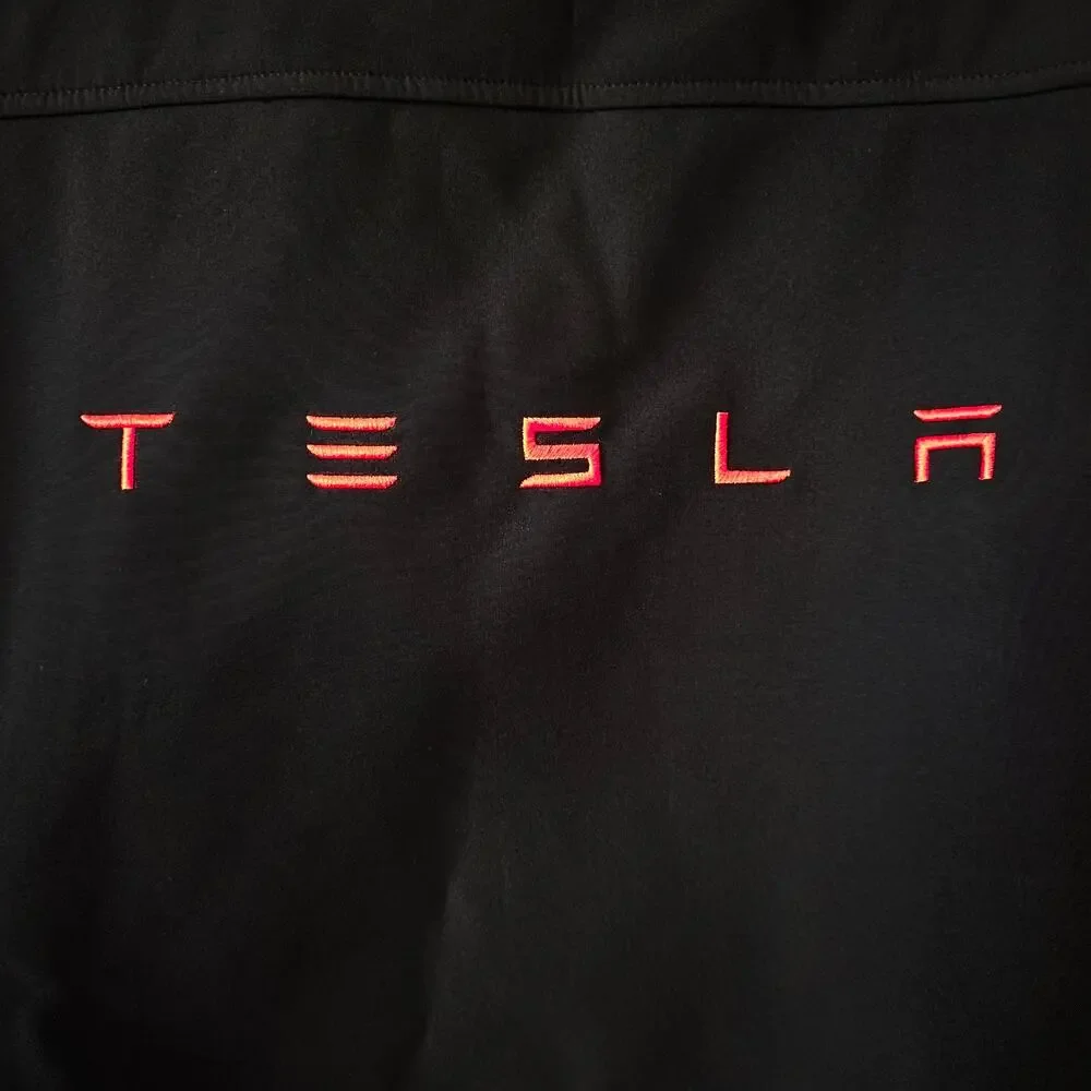 Tesla Corporate Softshell Full-Zip Black/Red Jacket Size Medium